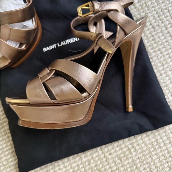 Saint Laurent Women's Bronze Strappy Heels - Picture 3 of 4
